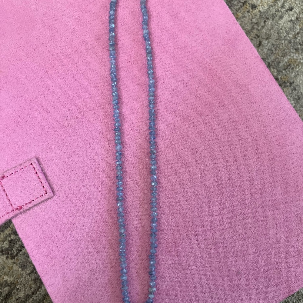 Faceted tanzanite beaded strand necklace 14k gold clasp